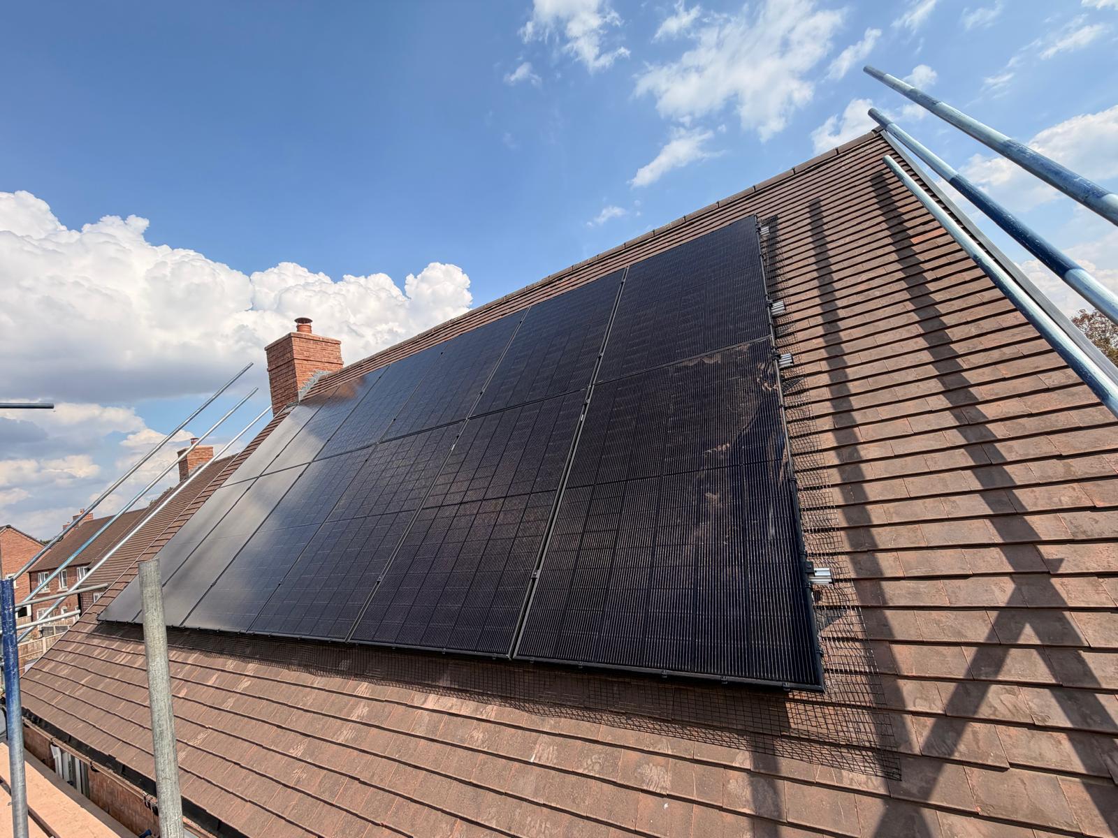 Bird protection mesh fitted along the edge of a solar array